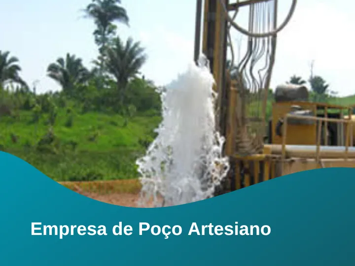 Poço artesiano jorrando água ao lado da perfuratriz